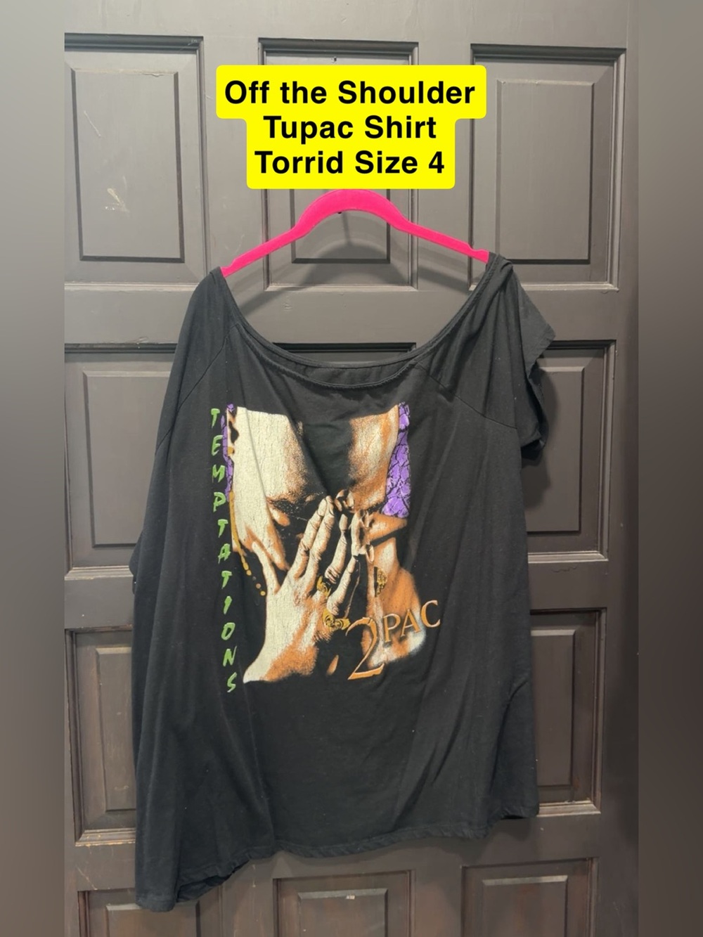 torrid Black Off-Shoulder 2Pac Graphic Crop Top